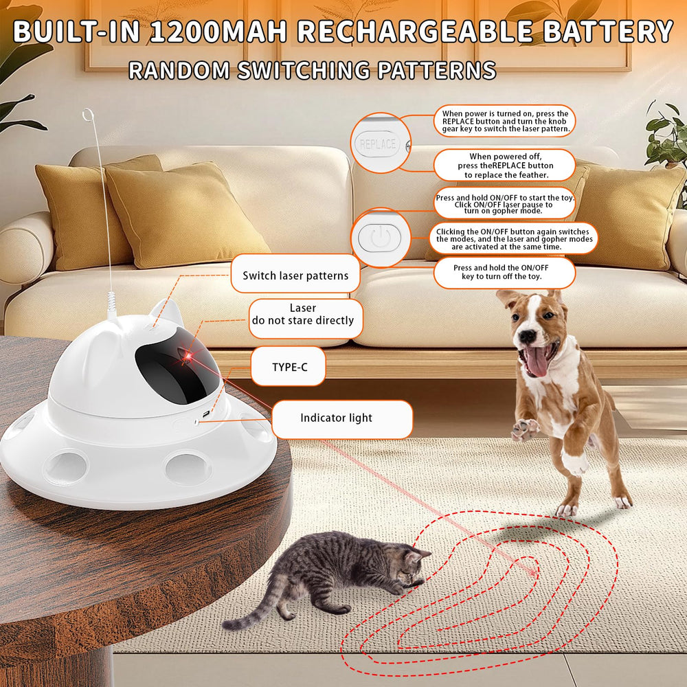 QUEOPFU Cat Laser Toy motion-activated mode automatically starts play
