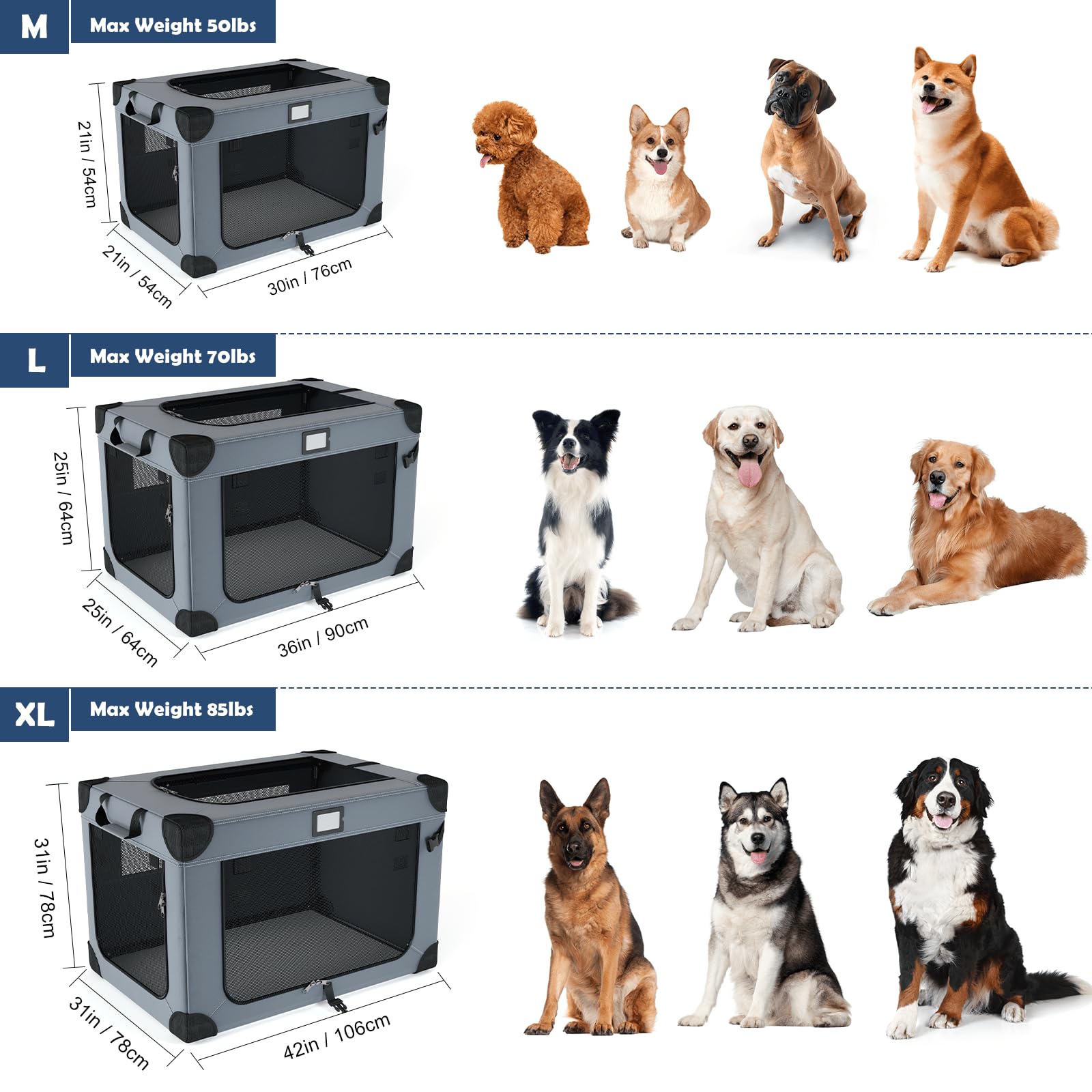QUIBBLICK 36in soft dog crate includes foldable travel bowl for on-the-go feeding.