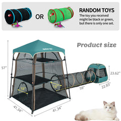 Quick-Up Extra Large Catio Pop-Up Cube outdoors supports flexible travel play.