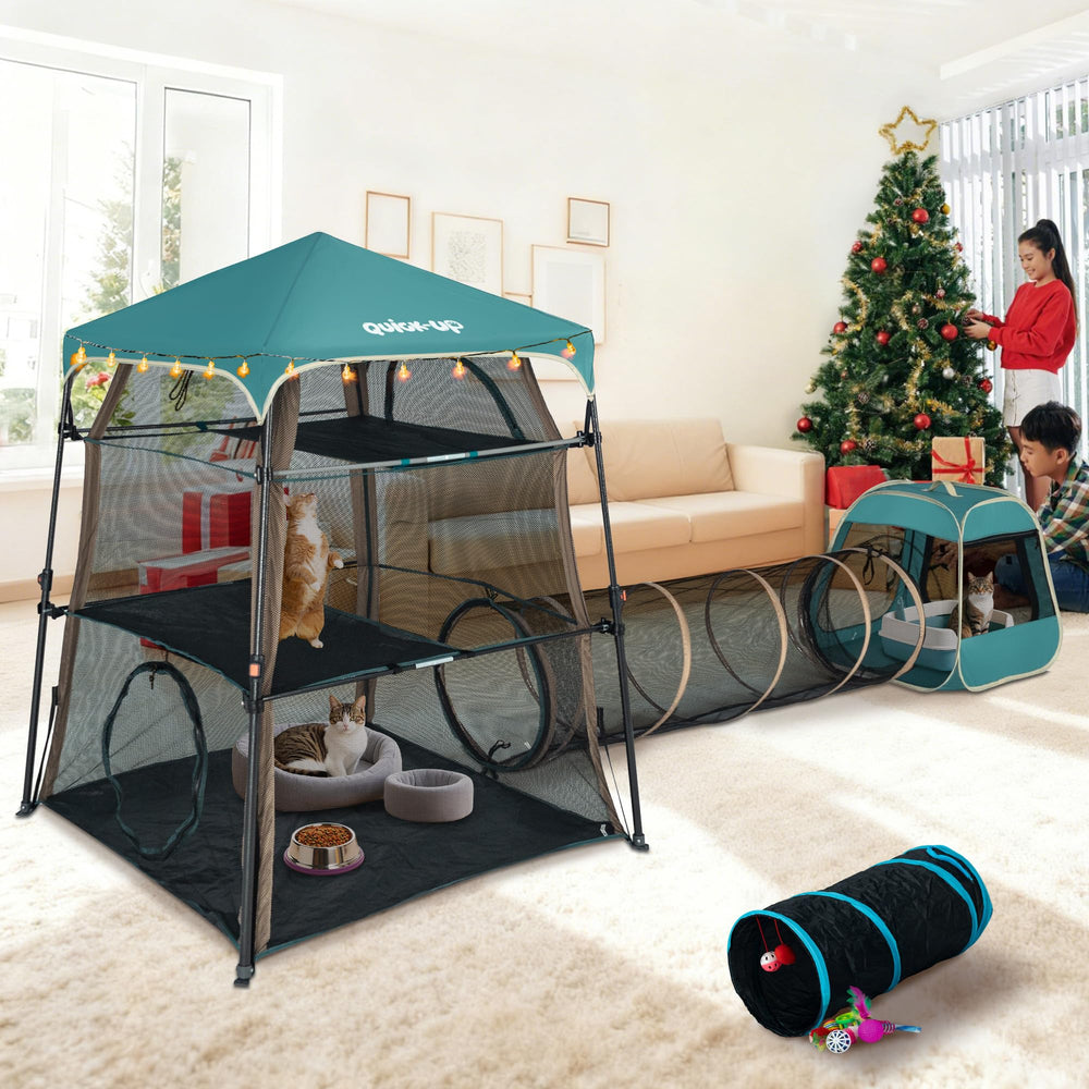 Quick-Up Extra Large Catio Tower inside offers roomy indoor play and safe retreat.