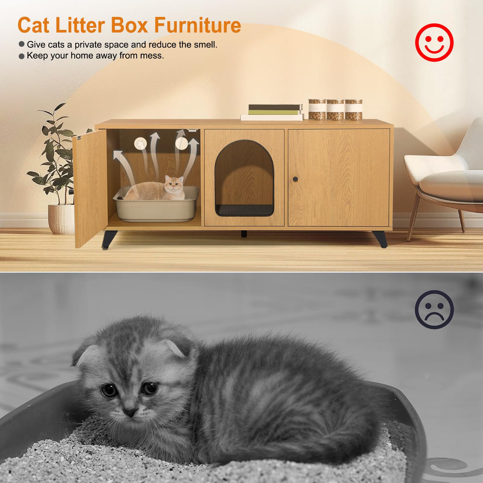 QuicMiou hidden litter furniture blends with decor while concealing the litter box