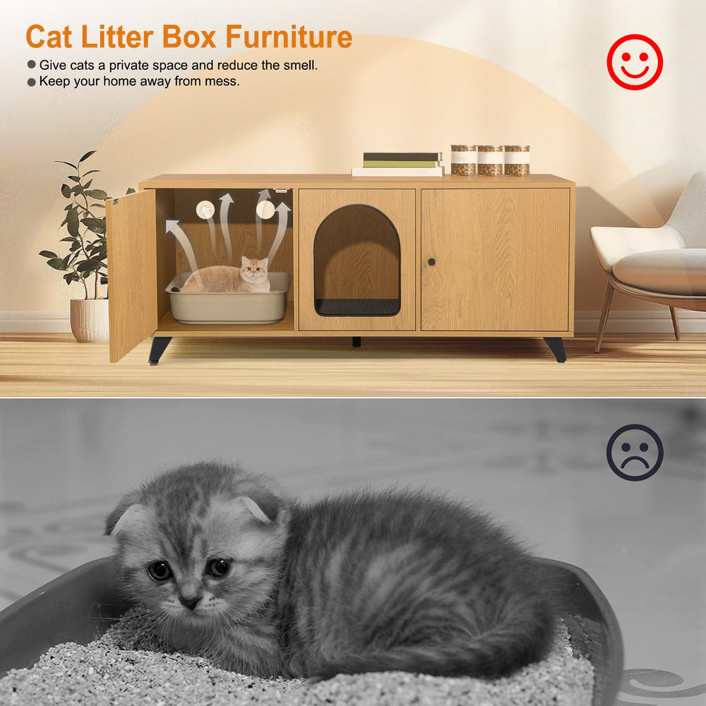 QuicMiou hidden litter furniture blends with decor while concealing the litter box