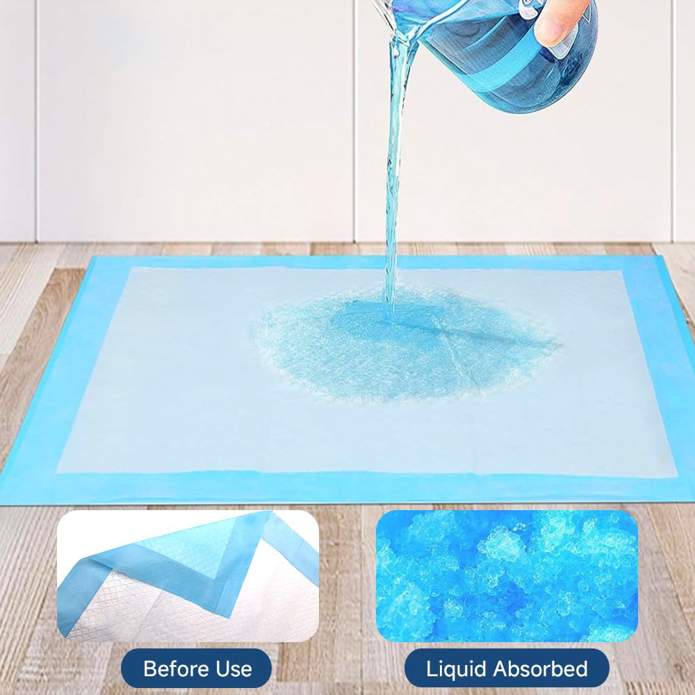 Quilocare 6-layer leakproof pad cross-section keeps floors dry.