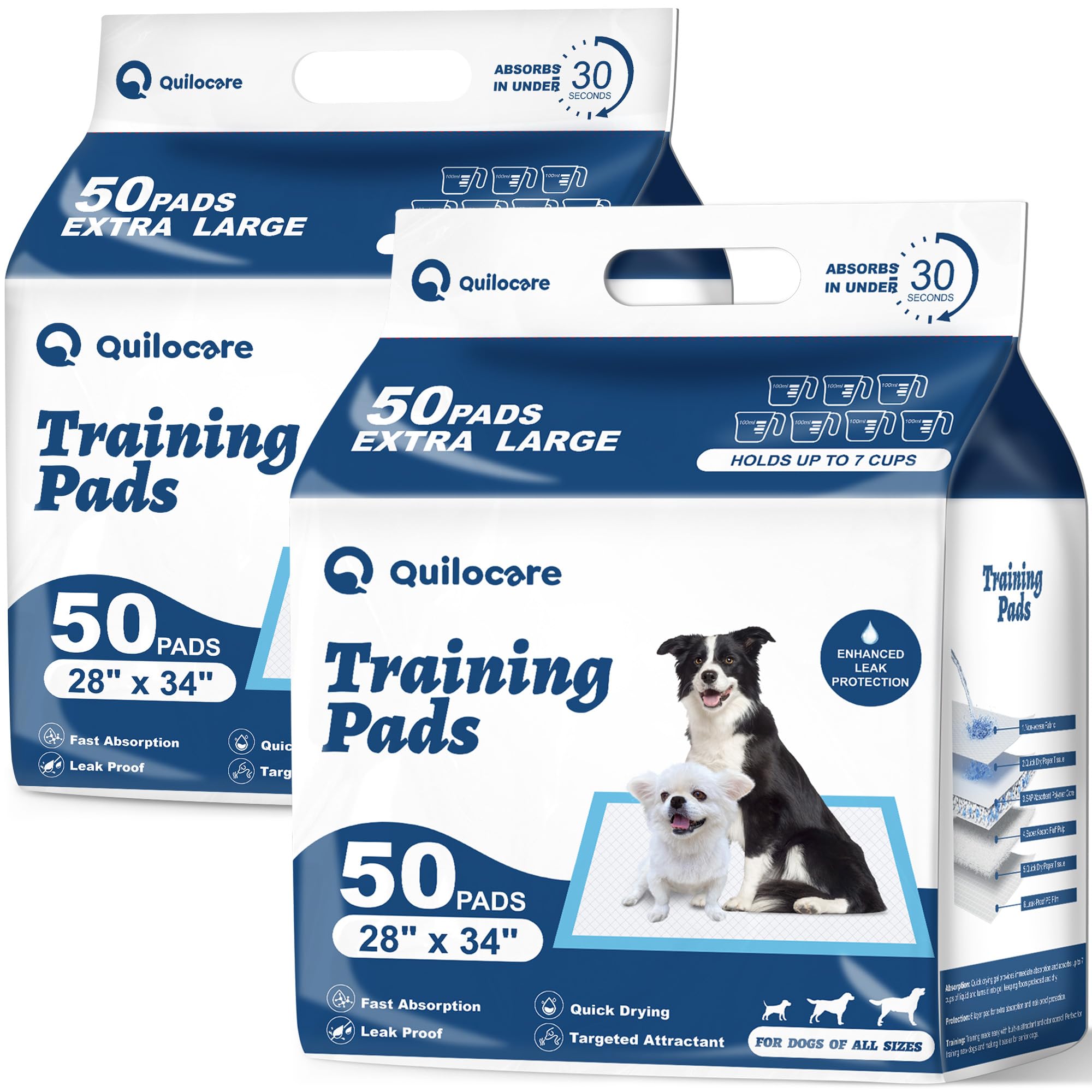 Quilocare multi-use puppy pad shown for travel and care.