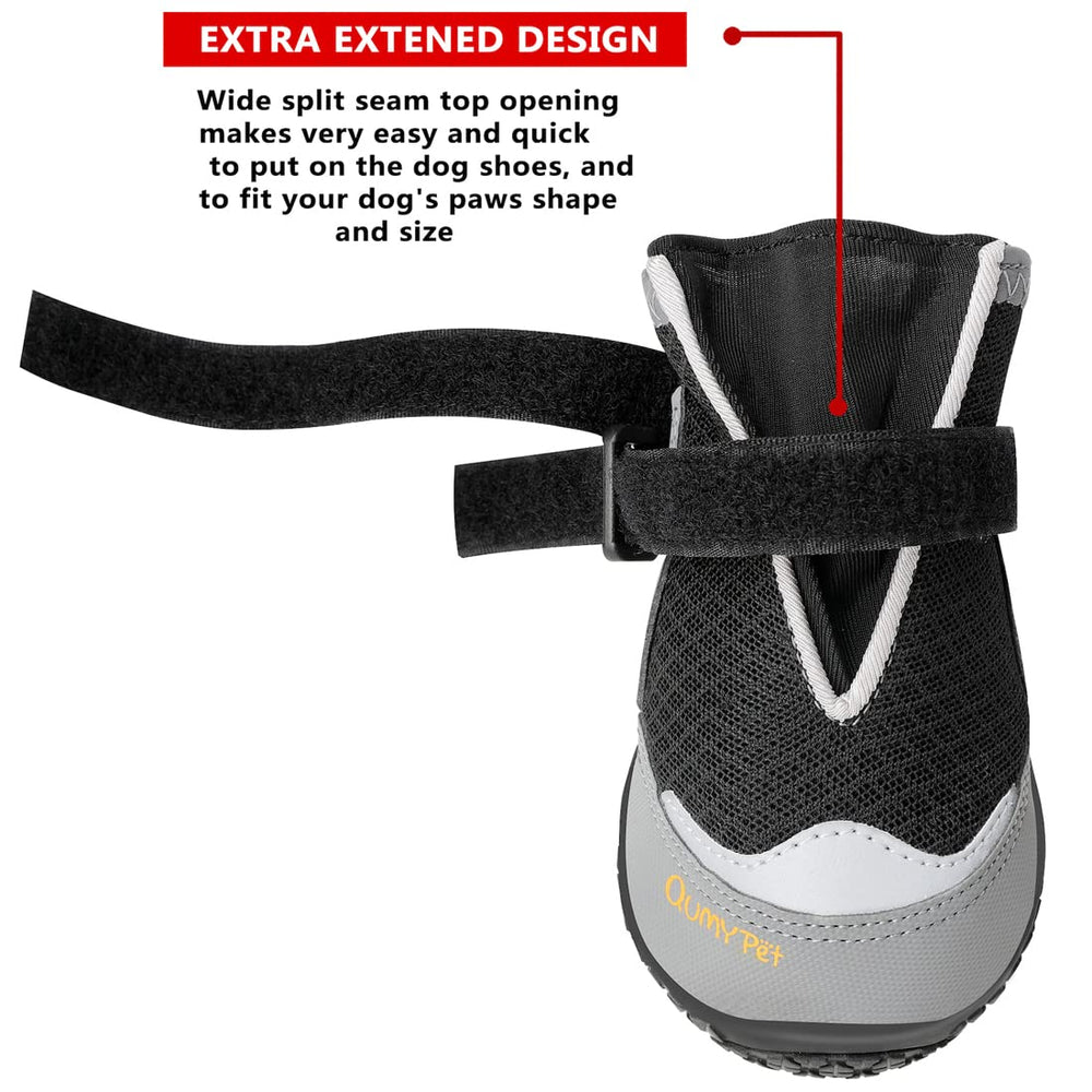 QUMY dog boots anti-slip sole offers stable traction on rough surfaces.