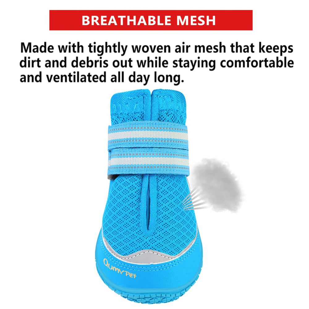 QUMY dog boots blue sole-anti-slip shows reliable traction.