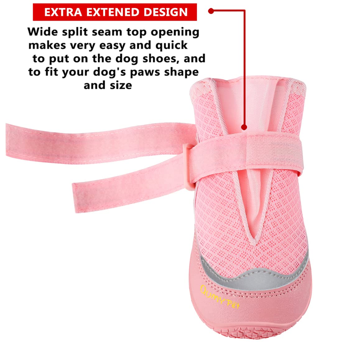 QUMY dog boots non-slip soles provide stable traction on hard floors