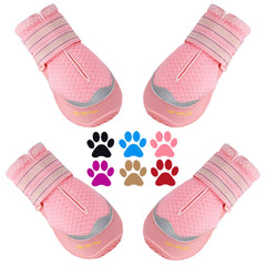 QUMY pink dog boots on paw illustrating pavement protection and comfort