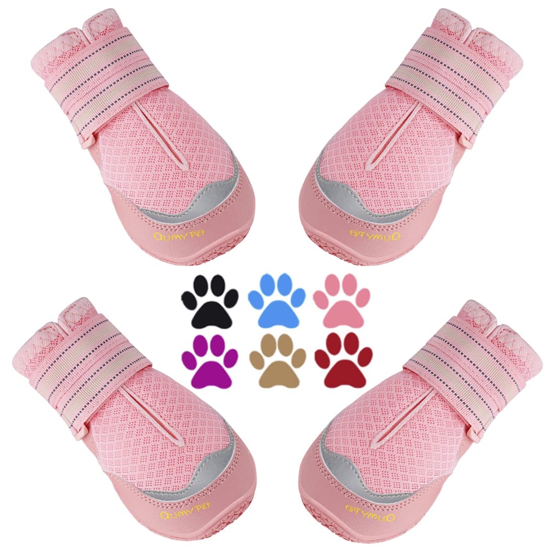 QUMY dog boots pink size 3 side view protecting paws during walks