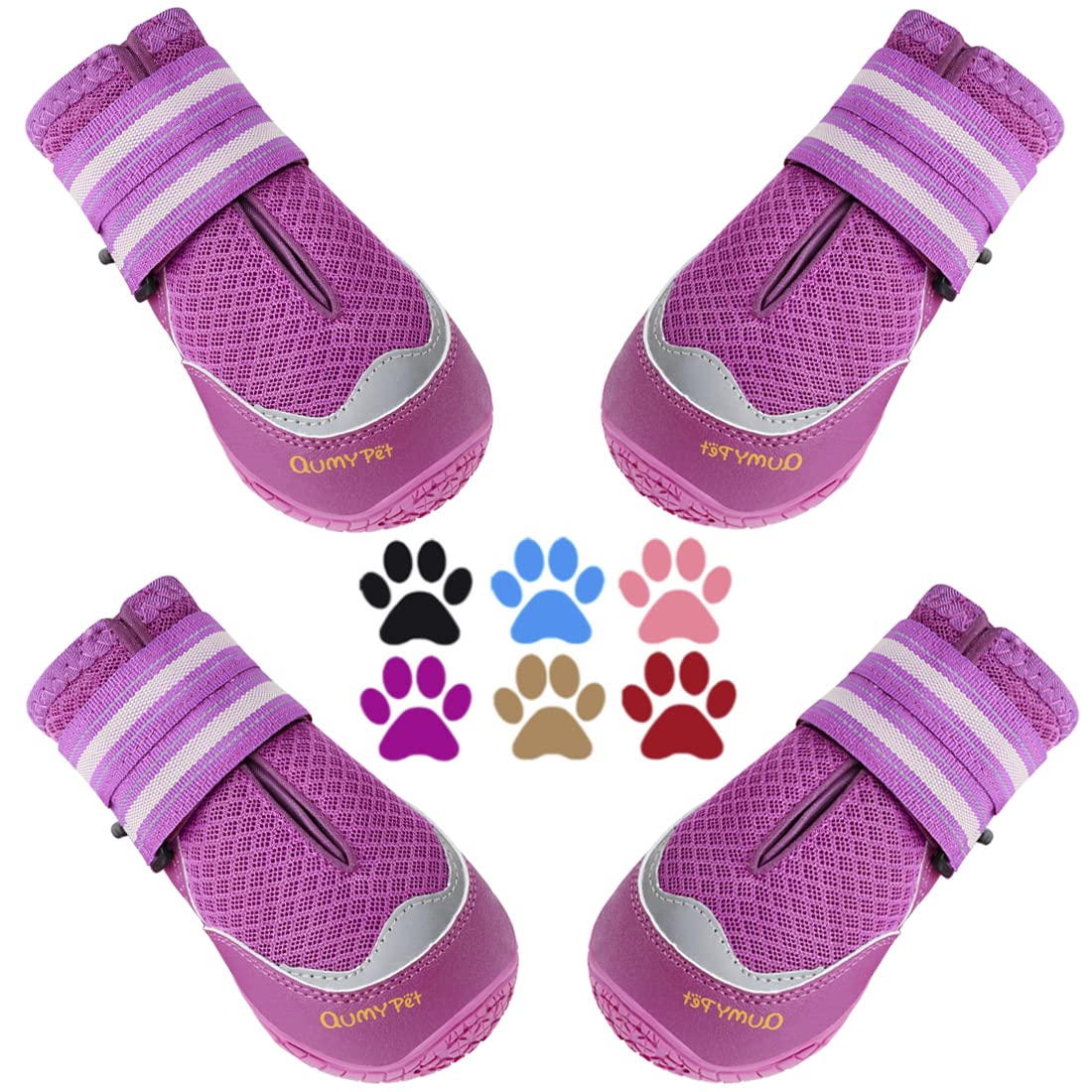 QUMY dog boots size-4-setup demonstrates easy on-off fit for secure outdoor adventures.