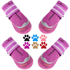 QUMY dog boots size-4-setup demonstrates easy on-off fit for secure outdoor adventures.