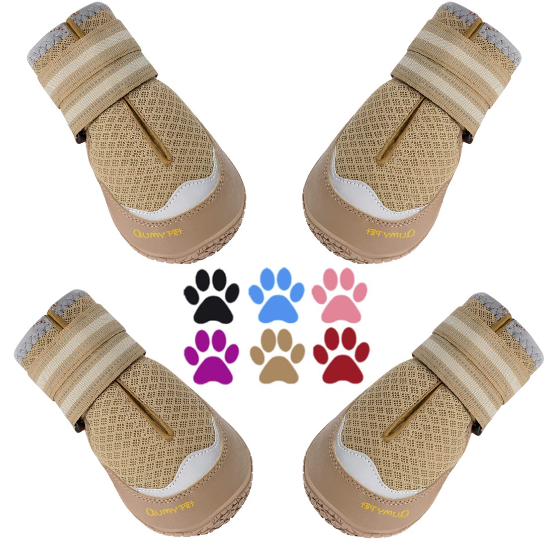 QUMY dog boots wide-opening design for easy on off and snug fit.