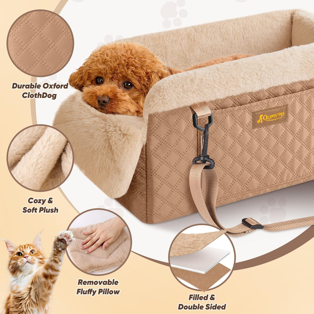 QUMY dog car seat high-density foam provides stable, supportive seating