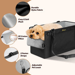 QUMY dog car seat plush interior for a comfortable ride.