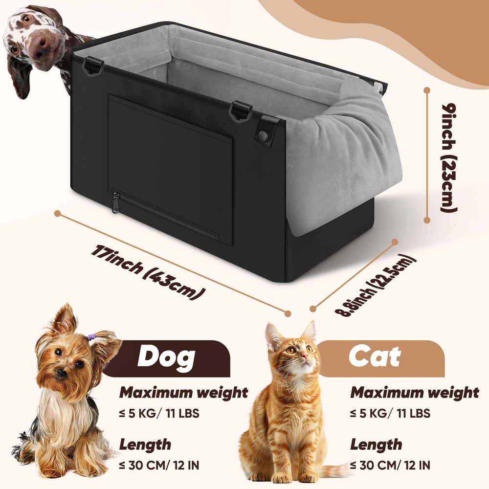QUMY dog car seat side pockets for convenient pet supplies.