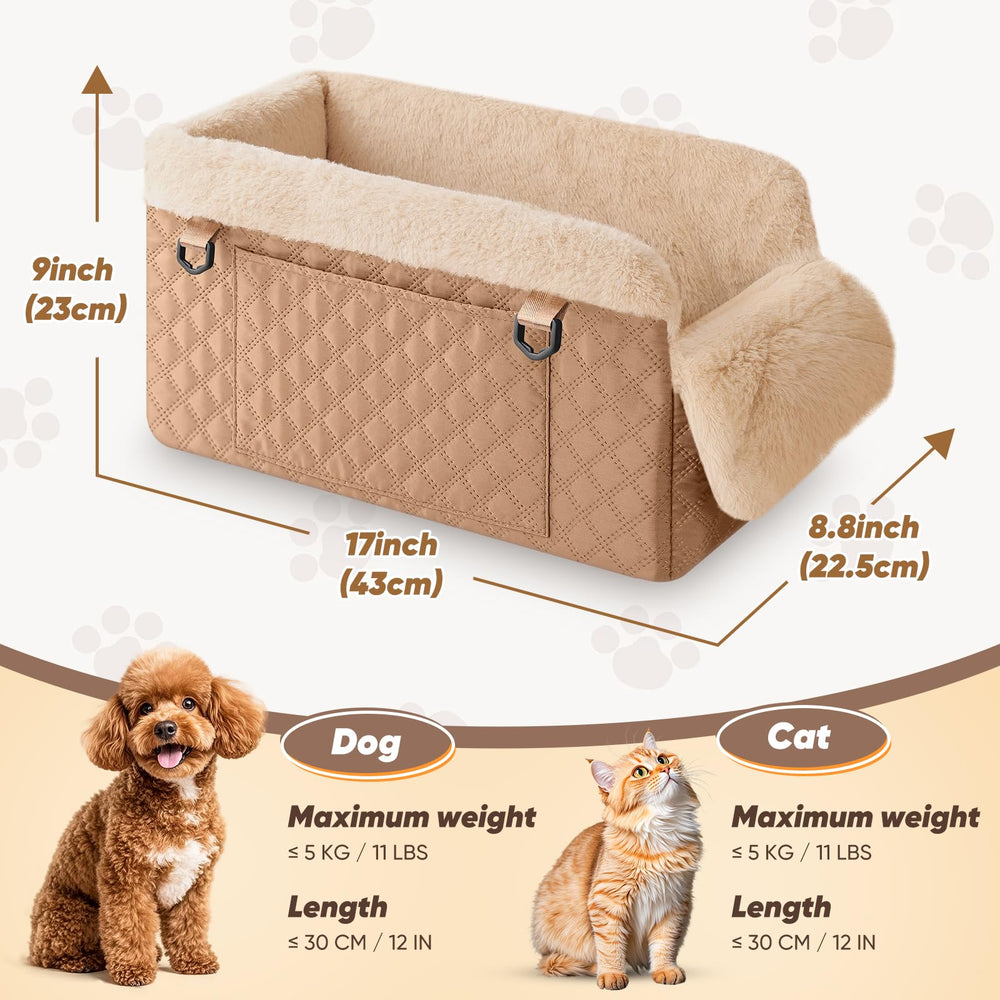 QUMY dog car seat soft plush lining enhances comfort during long car trips