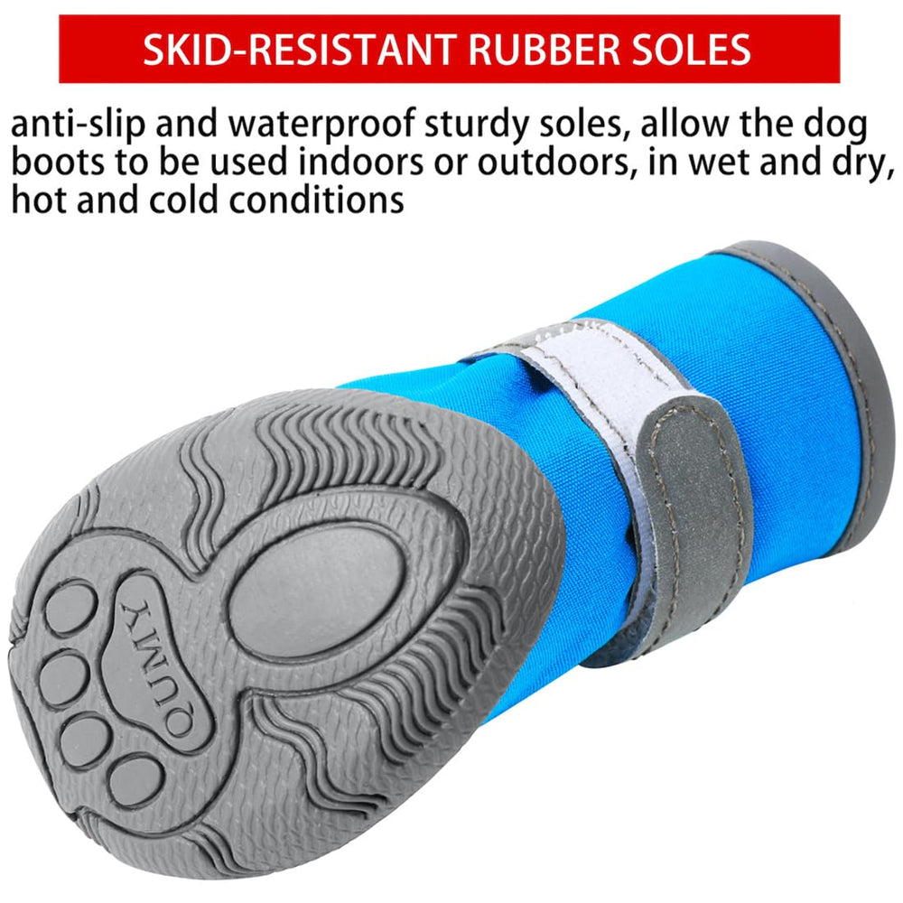 QUMY blue dog shoes size 3 rubber sole close-up for skid resistance