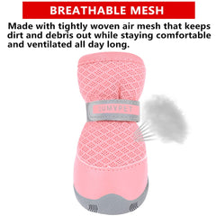 QUMY dog shoes breathable mesh closeup highlighting ventilation