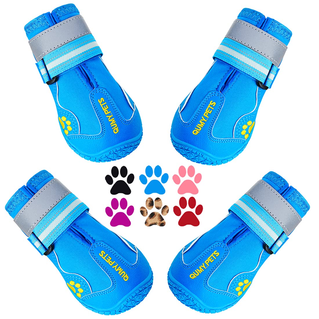 QUMY dog shoes help measure paws for precise sizing and a comfy fit.