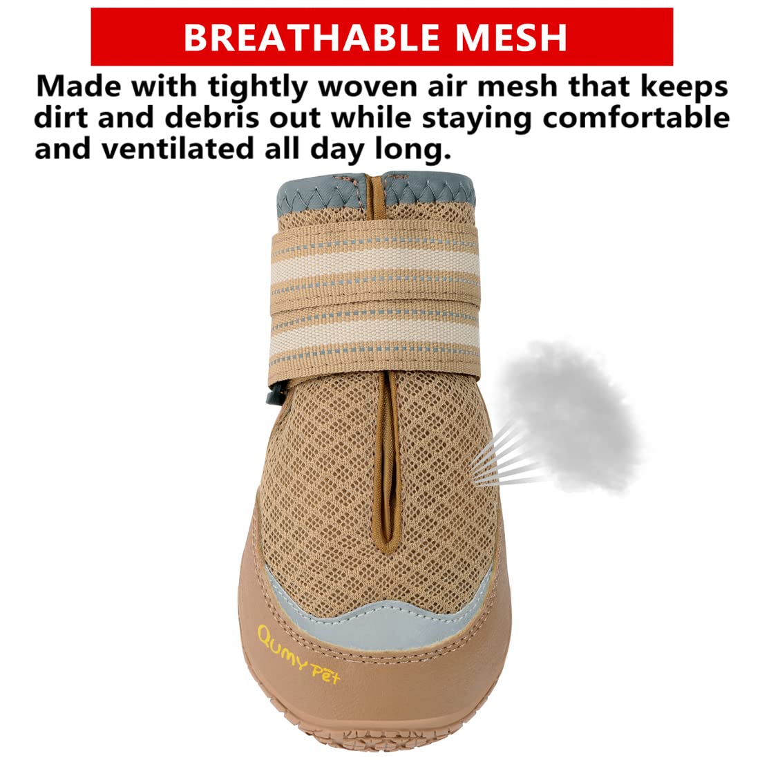 QUMY dog shoes non-slip sole provides reliable traction