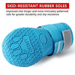 QUMY dog shoes rugged sole offers traction on varied outdoor surfaces.