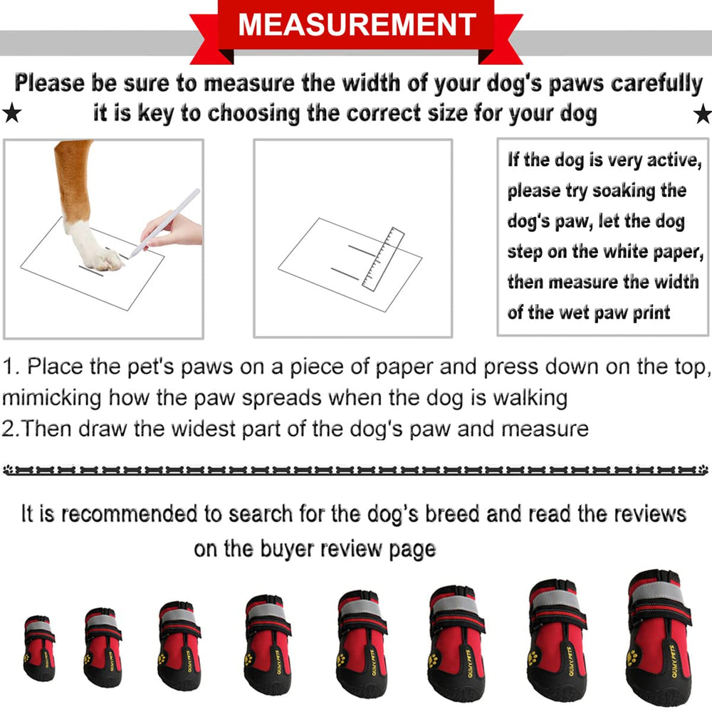 QUMY dog shoes side view with adjustable straps for night safety.