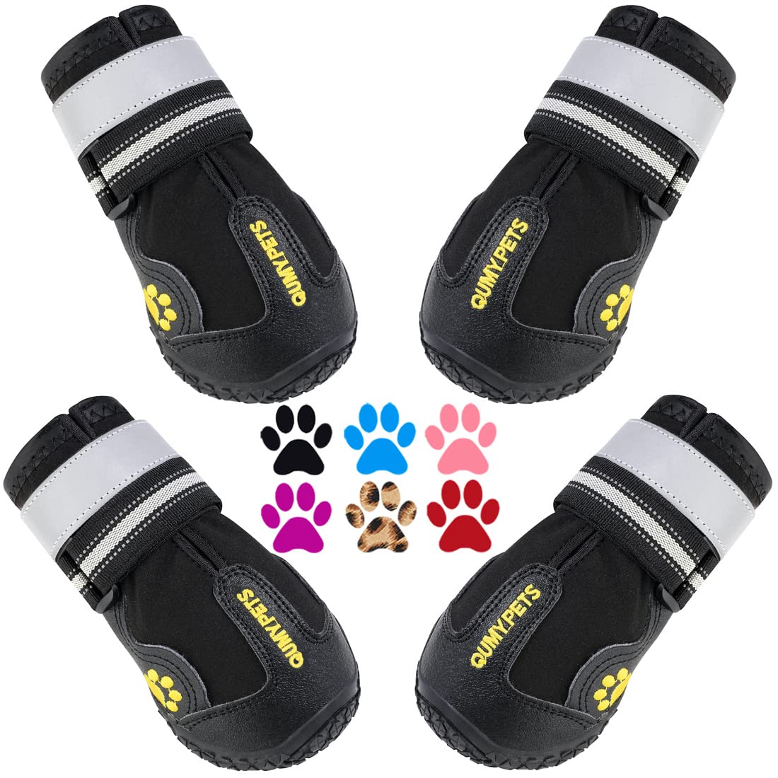 QUMY dog shoes size chart close-up helps pick the right fit for outdoor walks