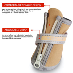 QUMY dog shoes with skid-resistant soles provide grip on hard floors