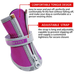 QUMY dog shoes purple rubber soles provide skid resistance on trails