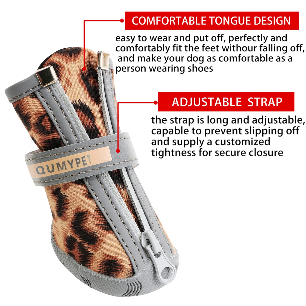 QUMY dog shoes water-resistant fabric keeps paws dry in wet weather