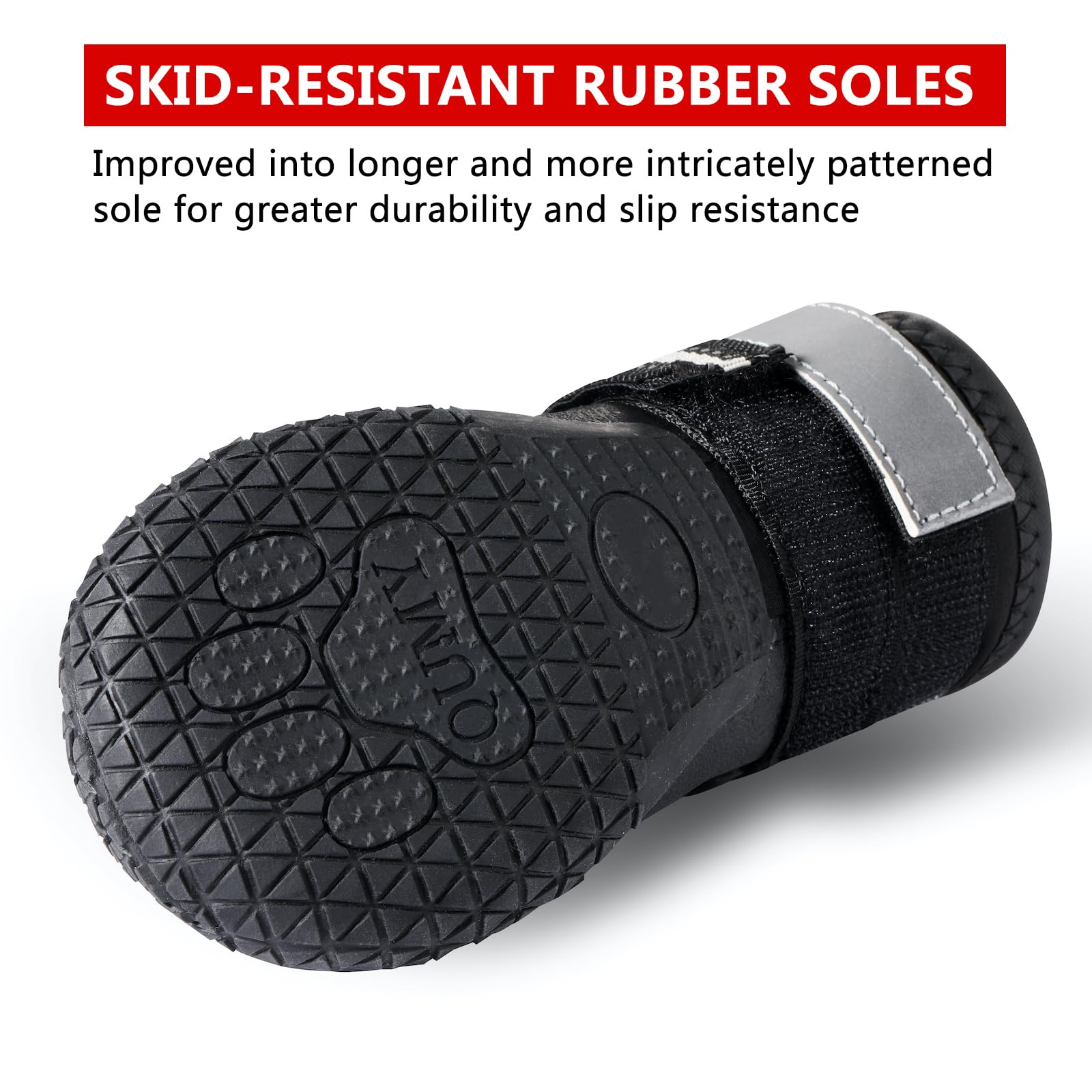 QUMY dog shoes water-resistant-material emphasizes dry paws in rainy walks