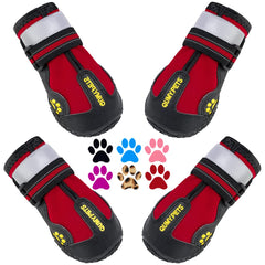 QUMY dog shoes with wide split opening enable easy on/off for quick outdoor trips.