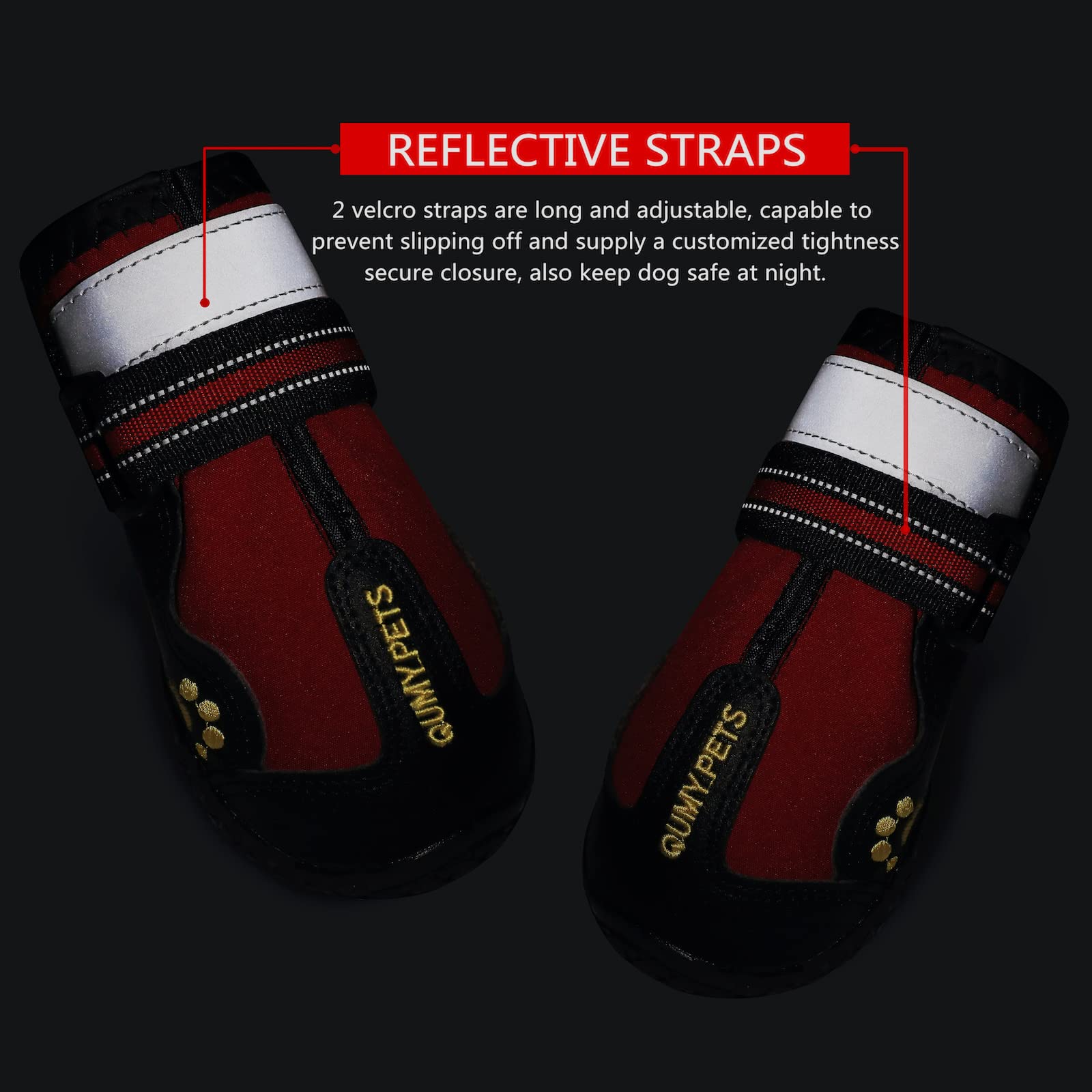 QUMY dog shoes winter-snow traction improves stability.