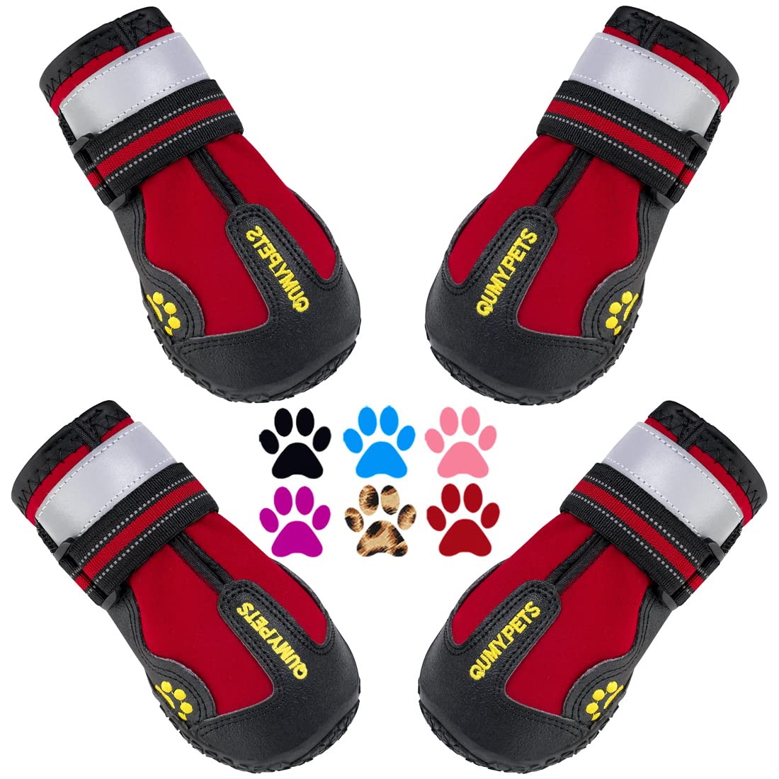QUMY dog shoes winter warmth paw-protectors on snowy ground
