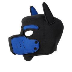 QUYUWOWO neoprene puppy face muzzle blue side view as versatile costume accessory