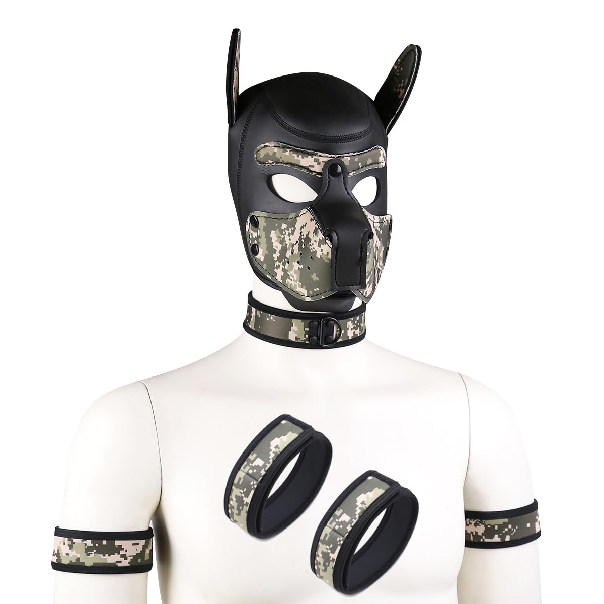 QUYUWOWO neoprene puppy mask full-face design for cosplay and Halloween looks