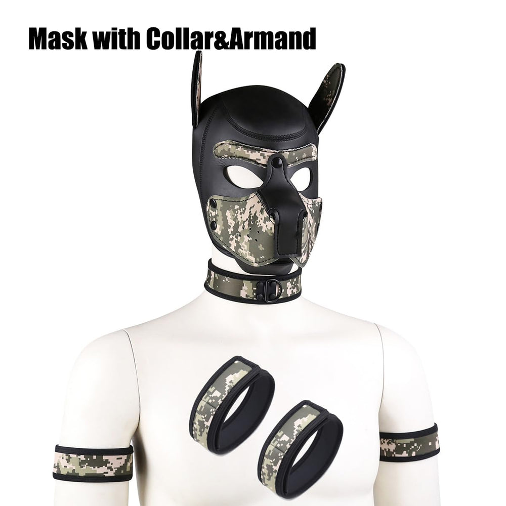 QUYUWOWO puppy mask package includes collar and armband belts for coordinated looks