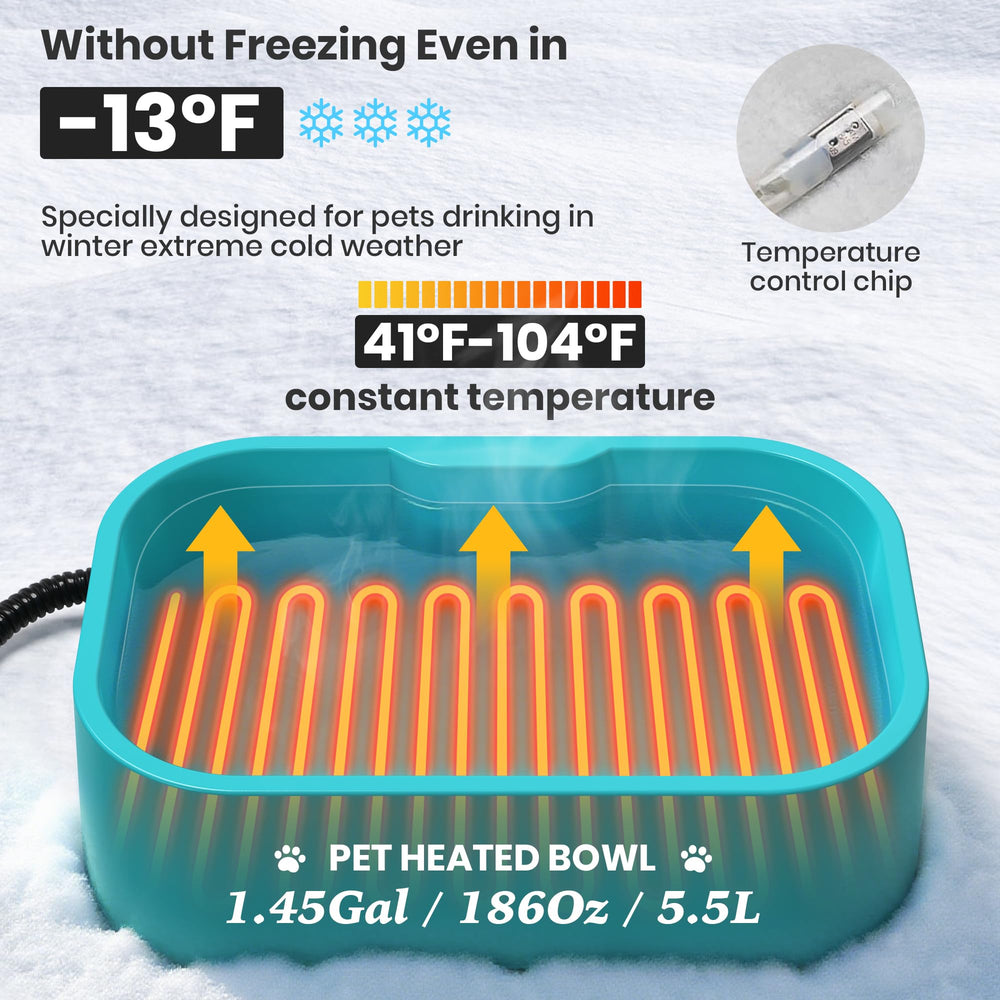 Qvamodo 5.5L water bowl inside view demonstrates large capacity reduces refills.