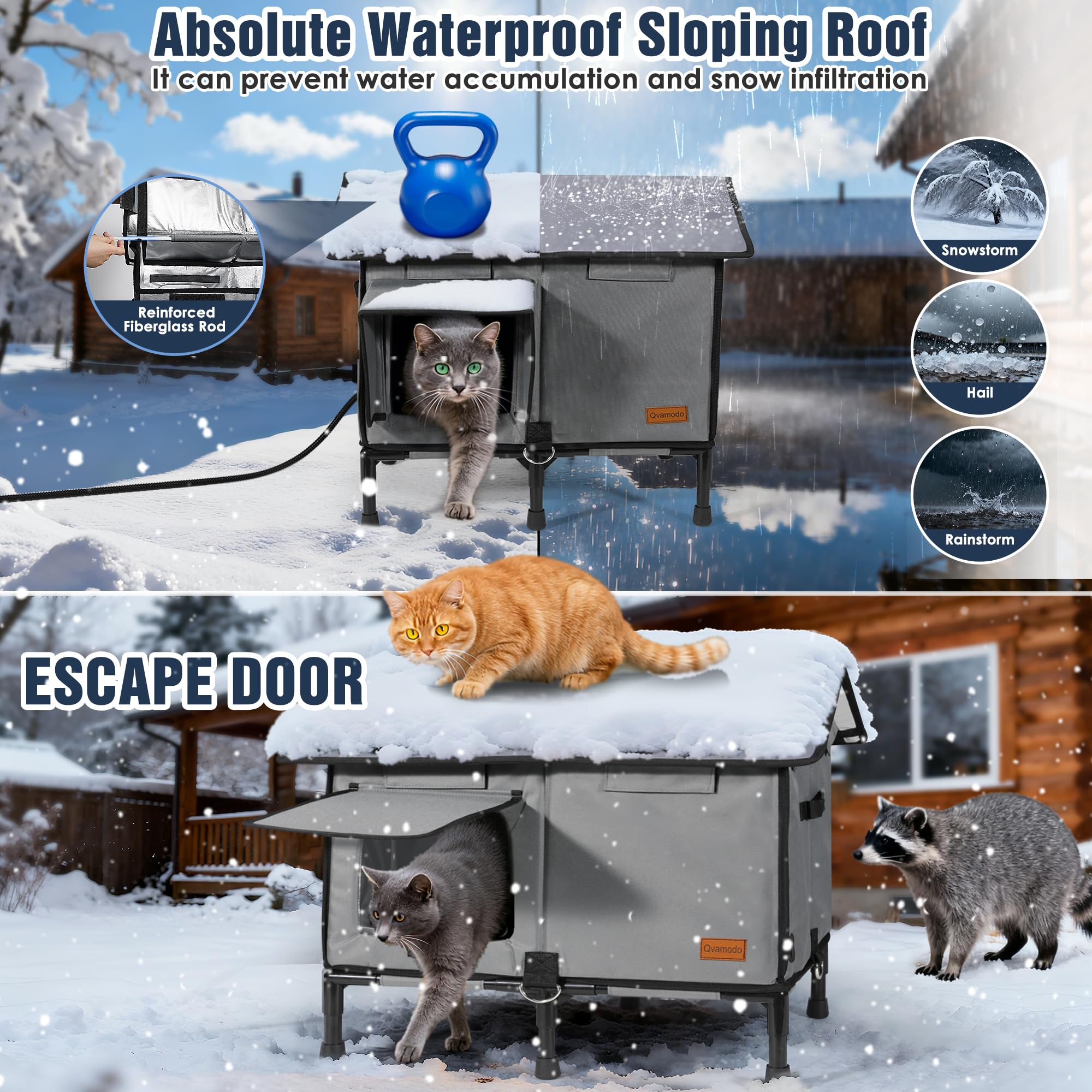 Qvamodo windproof awning shields the entrance from cold drafts for cozy retreats.