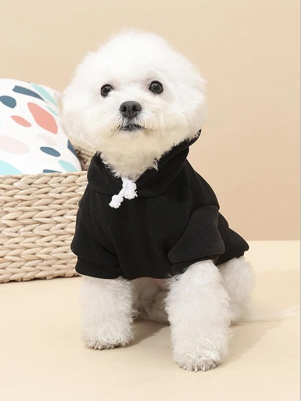 QWINEE Basic Dog Hoodie grey back view highlighting hoodie style and full-body warmth for chilly days.