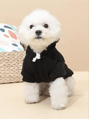 QWINEE Basic Dog Hoodie grey back view highlighting hoodie style and full-body warmth for chilly days.