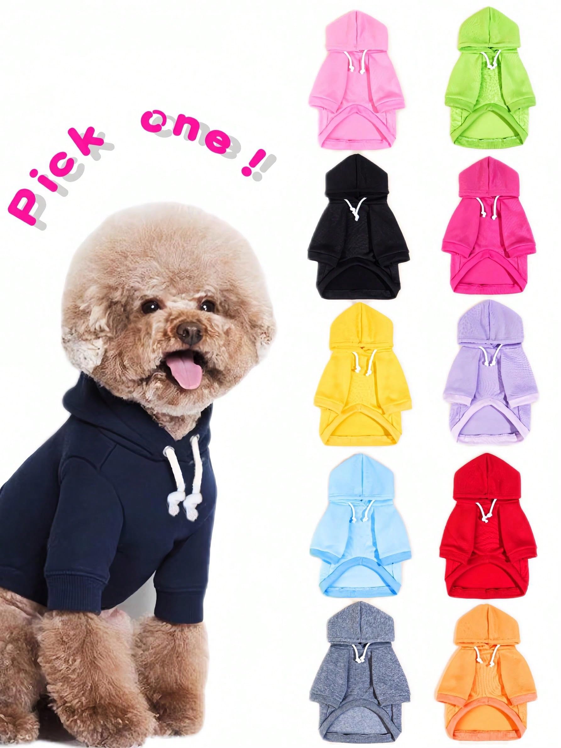 QWINEE Basic hoodie on small pet shows vibrant yellow for stylish warmth.