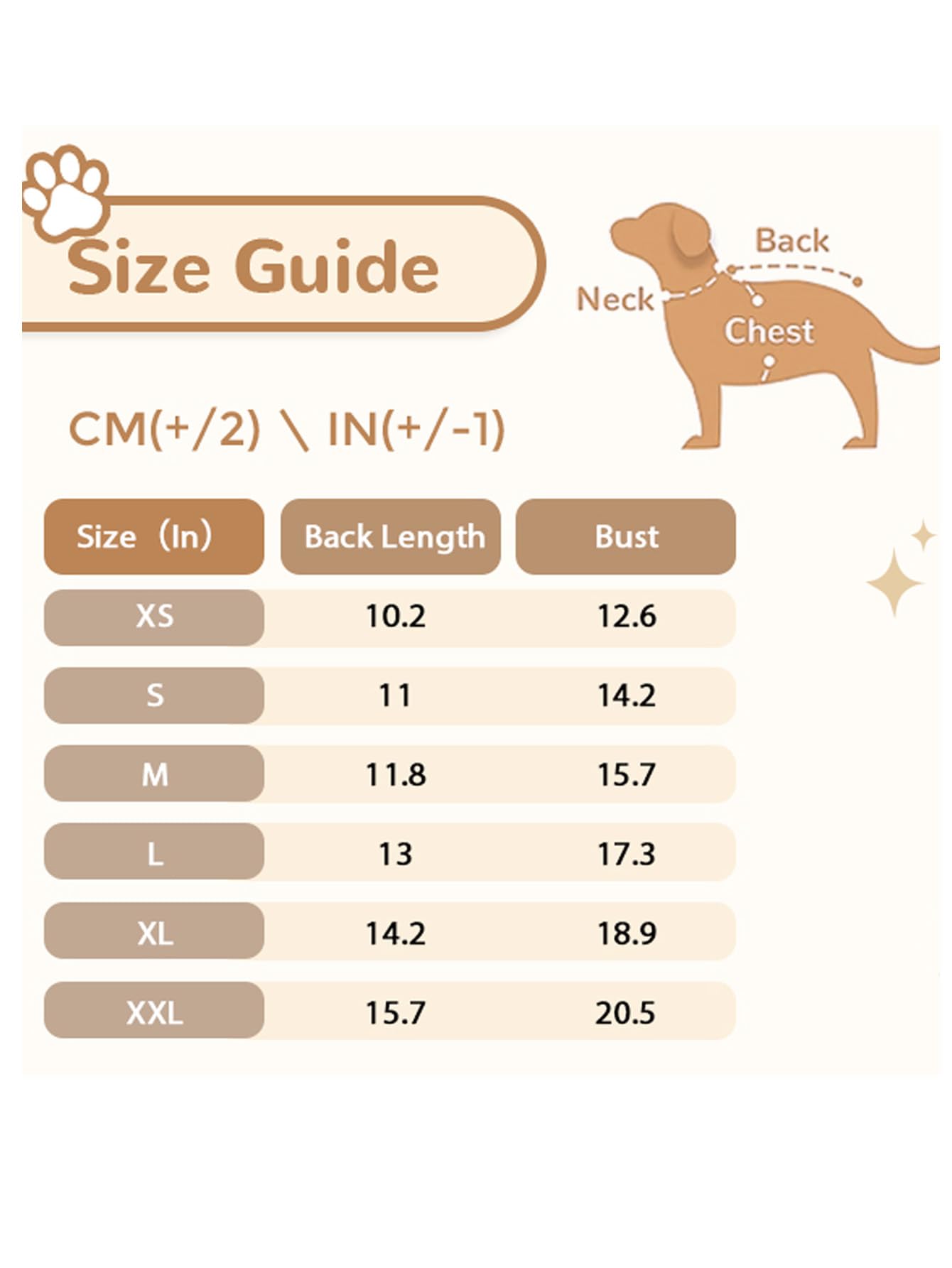 QWINEE size chart preview helps you choose a proper fit.