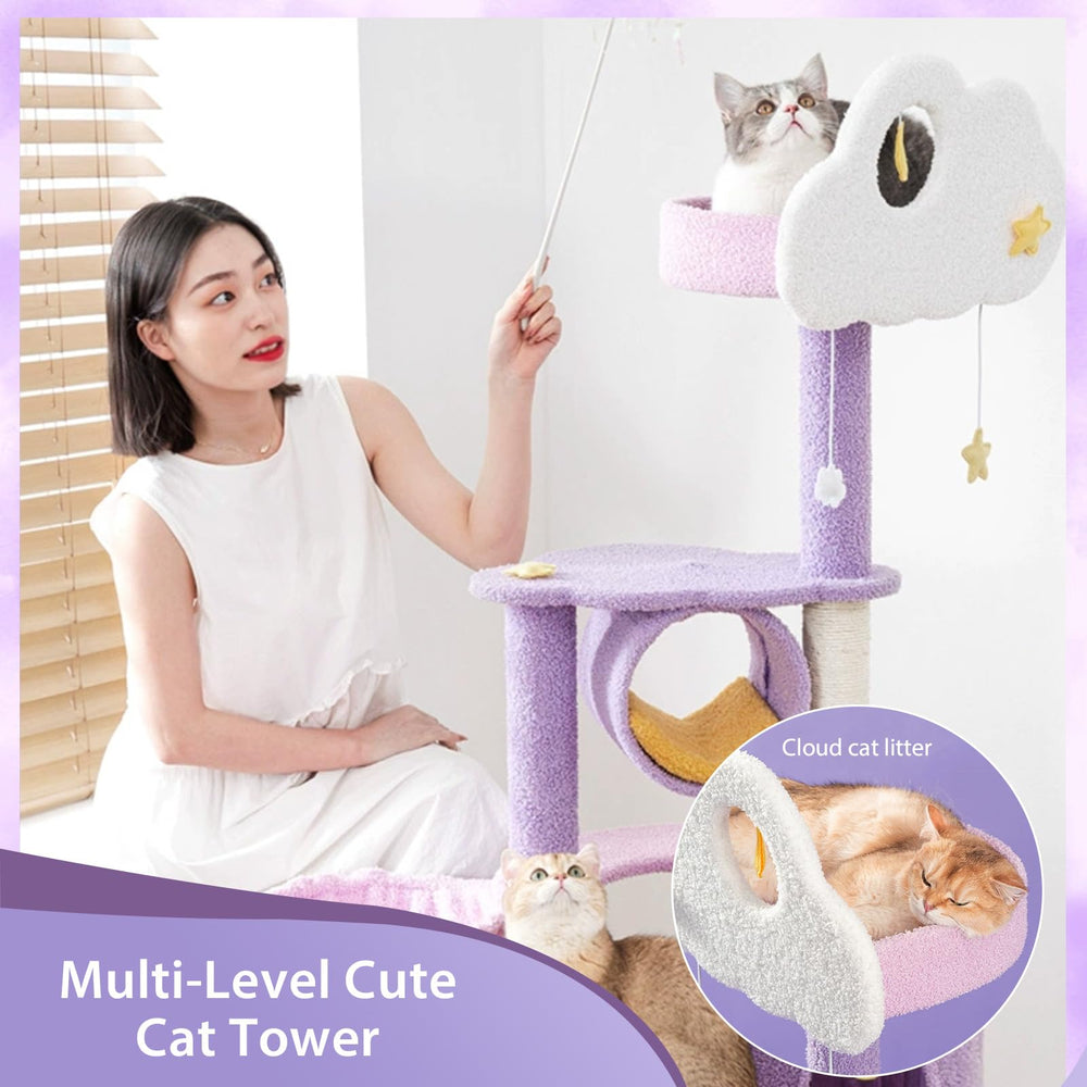 QWJORV 67inch cat tree assembly video helps quick setup.