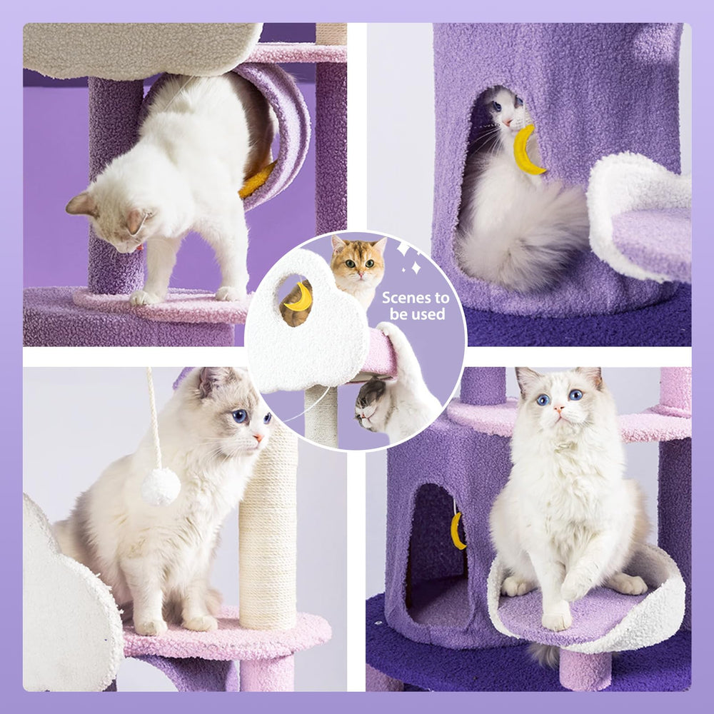 QWJORV 67inch cat tree purple design enhances home décor.