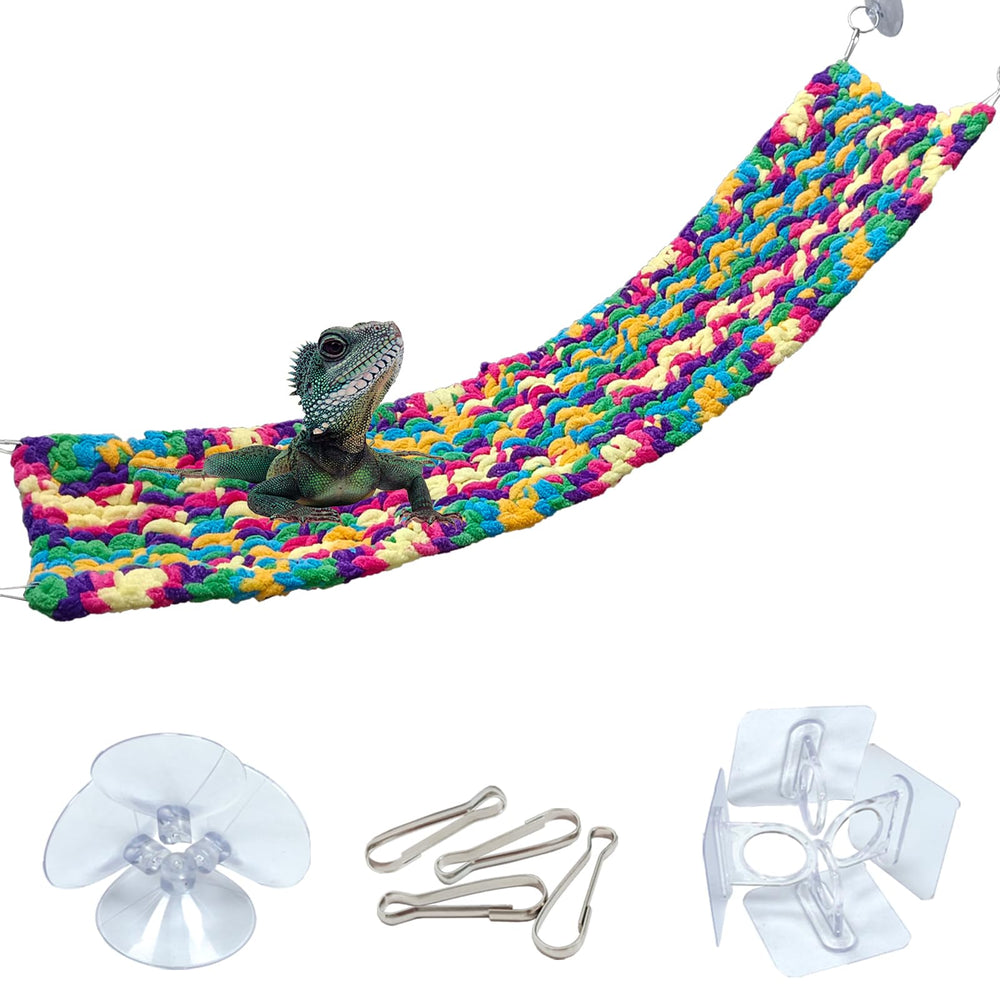 QWR lizard hammock side view highlights sturdy 30x7 design for comfortable basking.