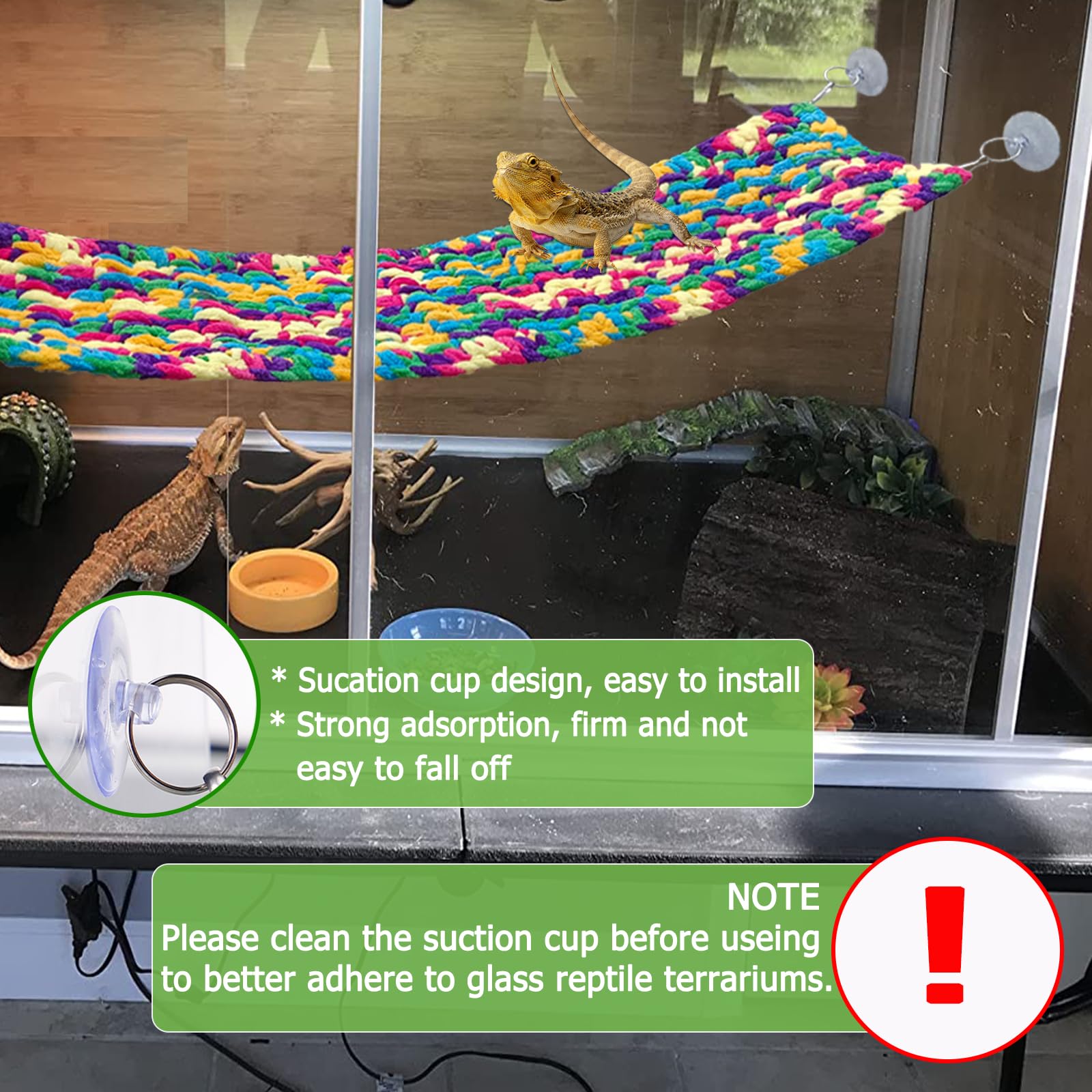 QWR lizard-hammock soft-material close-up shows mold-resistant, easy-to-clean fabric.