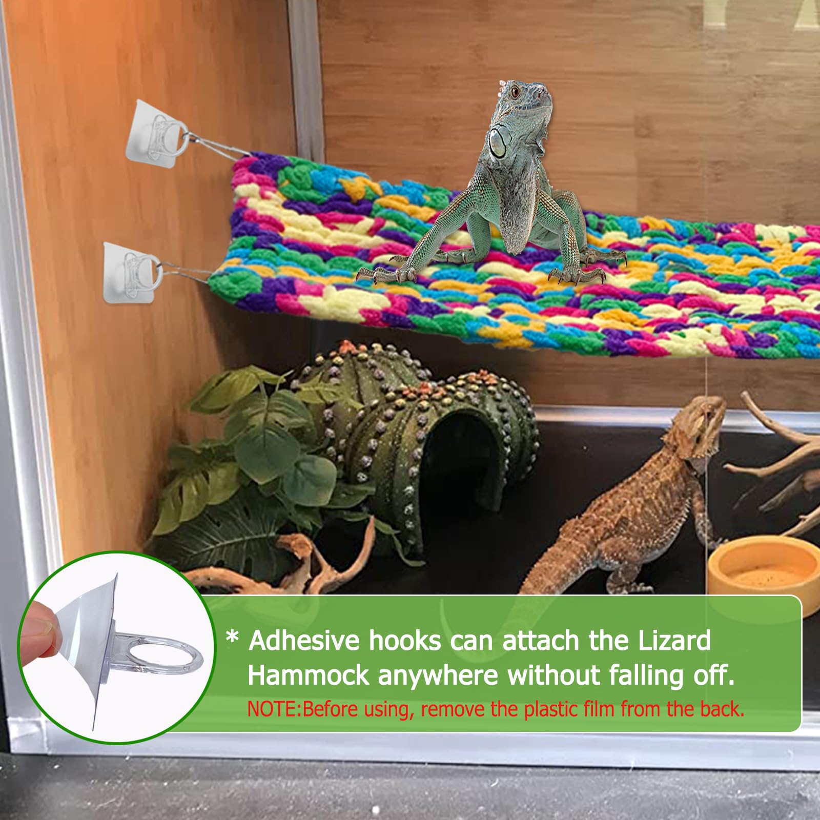 QWR lizard-hammock two-layer nest demonstrates warm, plush nesting for bearded dragons.