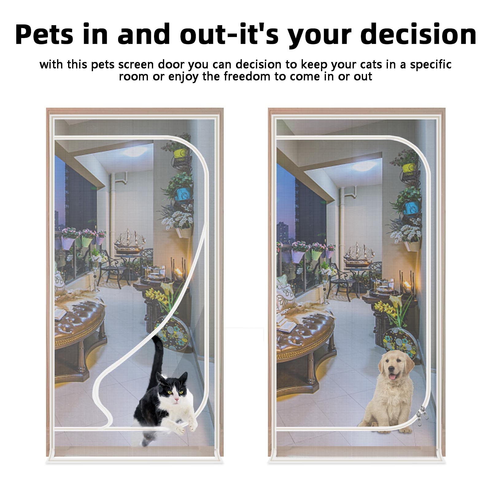 QWR reinforced cat screen door adhesive hook loop indicates secure mounting