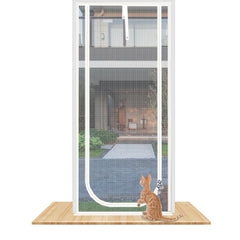 QWR reinforced cat screen door front view shows secure fit for room-to-room use
